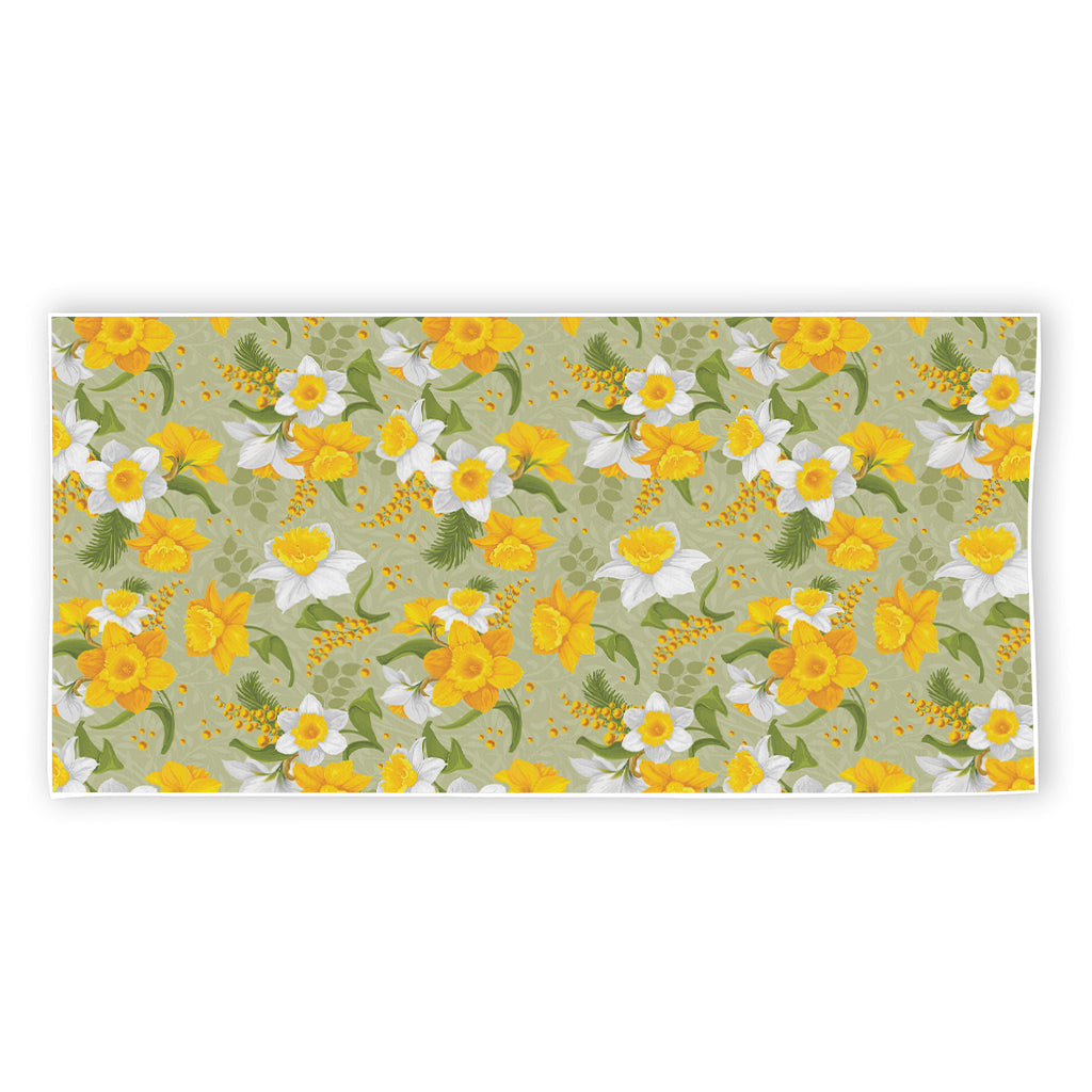 Vintage Daffodil Flower Pattern Print Beach Towel