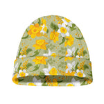 Vintage Daffodil Flower Pattern Print Beanie
