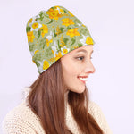 Vintage Daffodil Flower Pattern Print Beanie