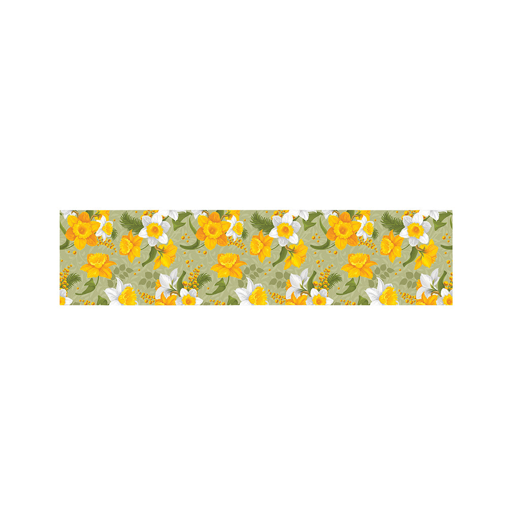 Vintage Daffodil Flower Pattern Print Bed Runner