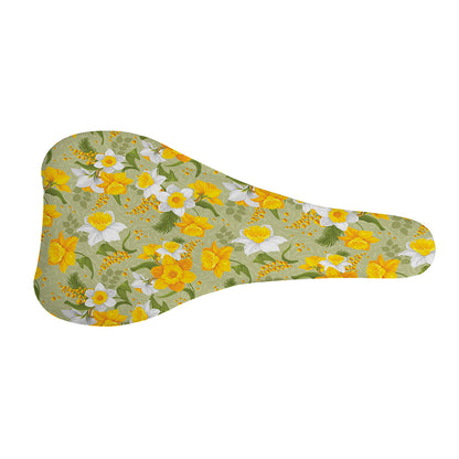 Vintage Daffodil Flower Pattern Print Bicycle Seat Cover