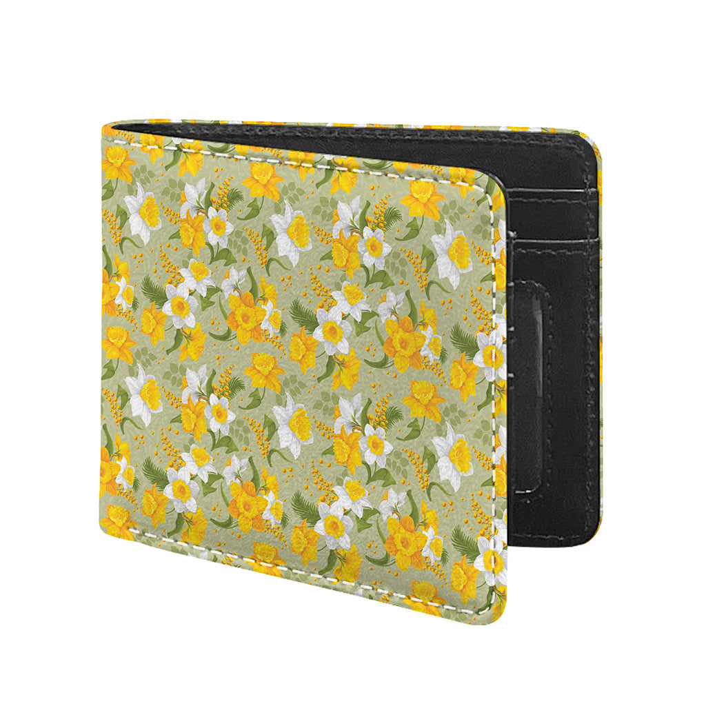 Vintage Daffodil Flower Pattern Print Bifold Wallet