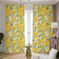 Vintage Daffodil Flower Pattern Print Dimout Pencil Pleat Curtains