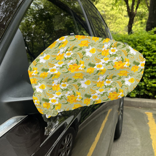 Vintage Daffodil Flower Pattern Print Car Side Mirror Covers