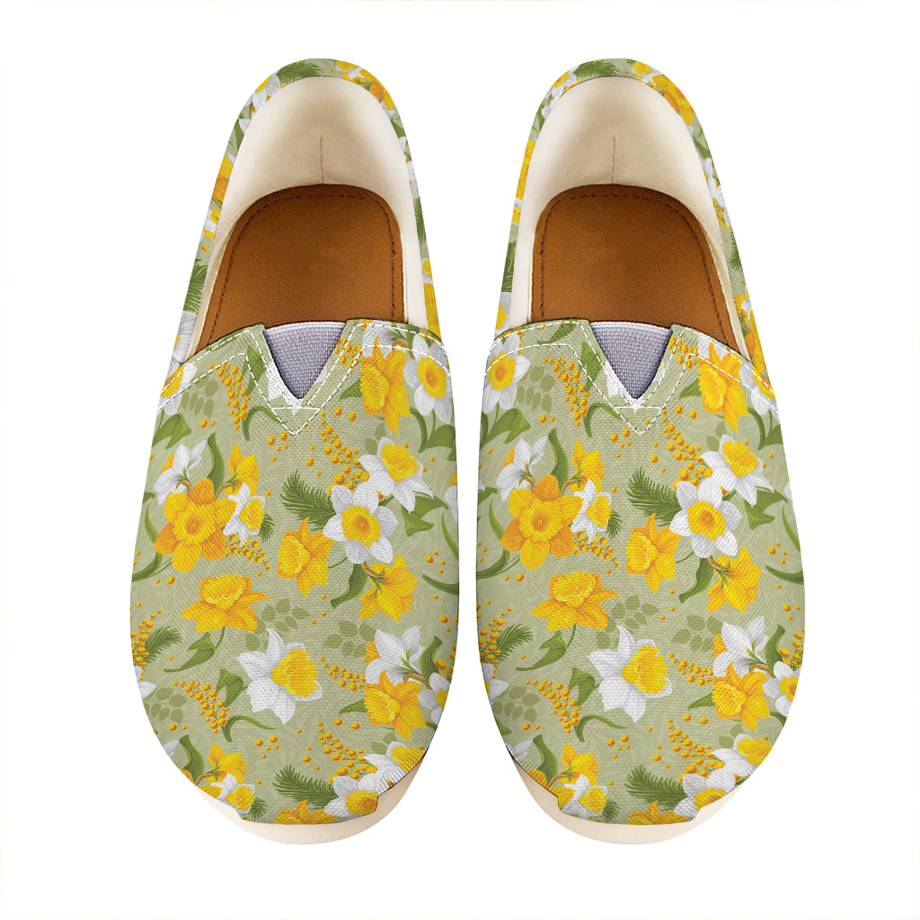 Vintage Daffodil Flower Pattern Print Casual Shoes