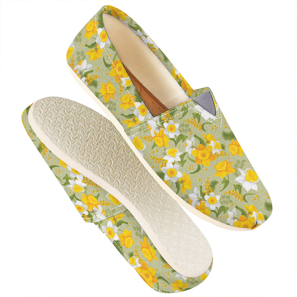 Vintage Daffodil Flower Pattern Print Casual Shoes