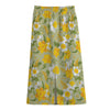 Vintage Daffodil Flower Pattern Print Cotton Front Slit Maxi Skirt