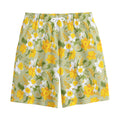Vintage Daffodil Flower Pattern Print Cotton Shorts
