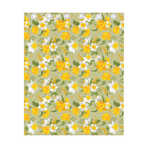 Vintage Daffodil Flower Pattern Print Curtain