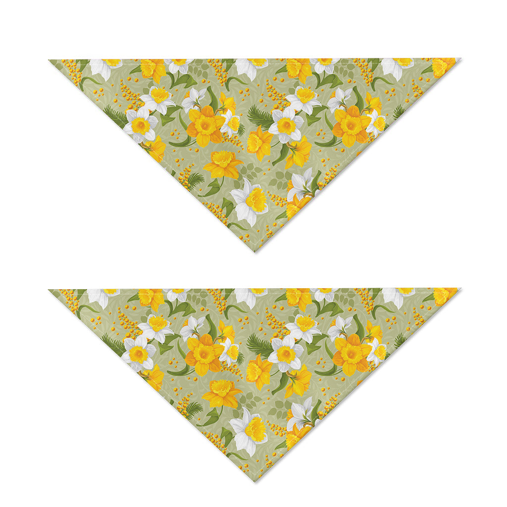 Vintage Daffodil Flower Pattern Print Dog Bandana