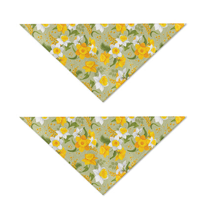 Vintage Daffodil Flower Pattern Print Dog Bandana