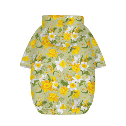 Vintage Daffodil Flower Pattern Print Dog Zip Up Hoodie