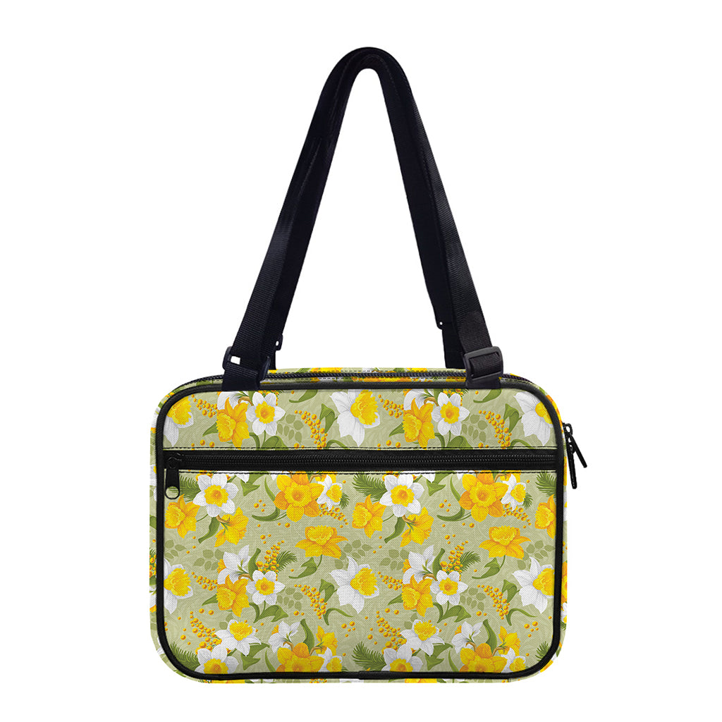 Vintage Daffodil Flower Pattern Print Double Strap Bible Bag