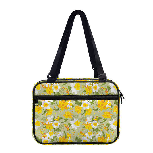 Vintage Daffodil Flower Pattern Print Double Strap Bible Bag