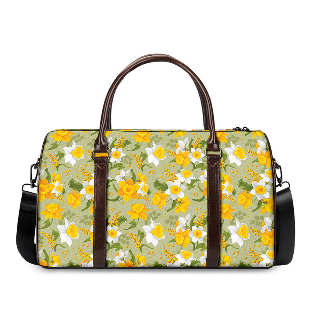 Vintage Daffodil Flower Pattern Print Duffle Bag