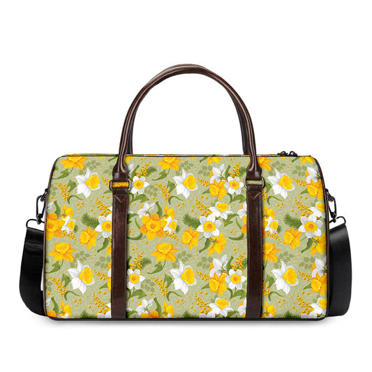 Vintage Daffodil Flower Pattern Print Duffle Bag