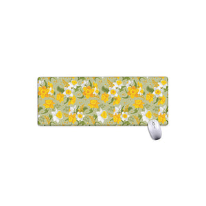 Vintage Daffodil Flower Pattern Print Extended Mouse Pad