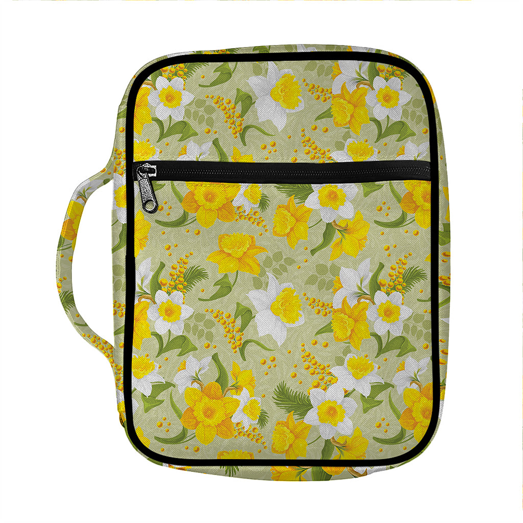 Vintage Daffodil Flower Pattern Print Front Pocket Bible Bag