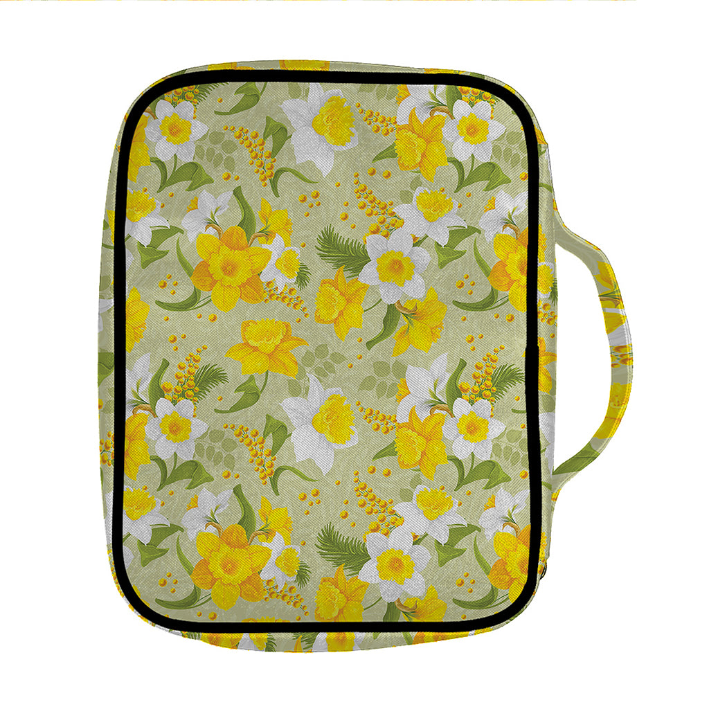 Vintage Daffodil Flower Pattern Print Front Pocket Bible Bag