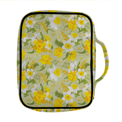 Vintage Daffodil Flower Pattern Print Front Pocket Bible Bag