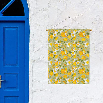 Vintage Daffodil Flower Pattern Print Garden Flag