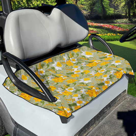 Vintage Daffodil Flower Pattern Print Golf Cart Seat Cover