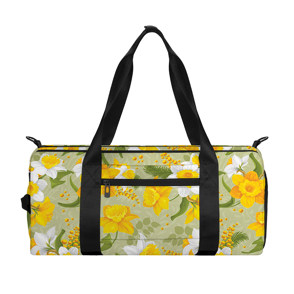 Vintage Daffodil Flower Pattern Print Gym Bag