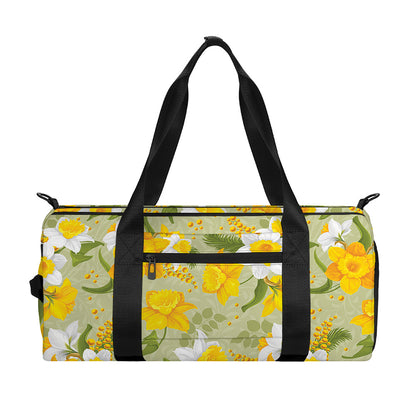 Vintage Daffodil Flower Pattern Print Gym Bag
