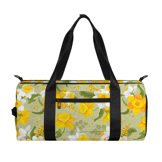 Vintage Daffodil Flower Pattern Print Gym Bag