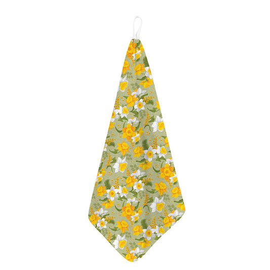 Vintage Daffodil Flower Pattern Print Hand Towel