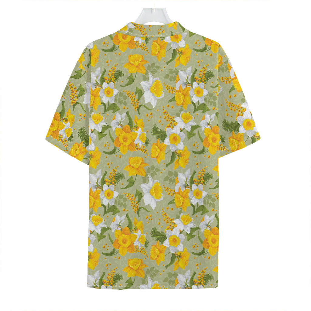 Vintage Daffodil Flower Pattern Print Hawaiian Shirt