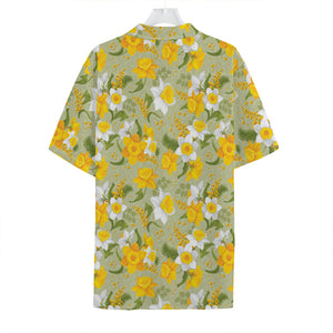 Vintage Daffodil Flower Pattern Print Hawaiian Shirt