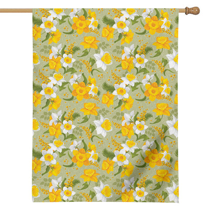 Vintage Daffodil Flower Pattern Print House Flag