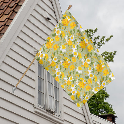 Vintage Daffodil Flower Pattern Print House Flag