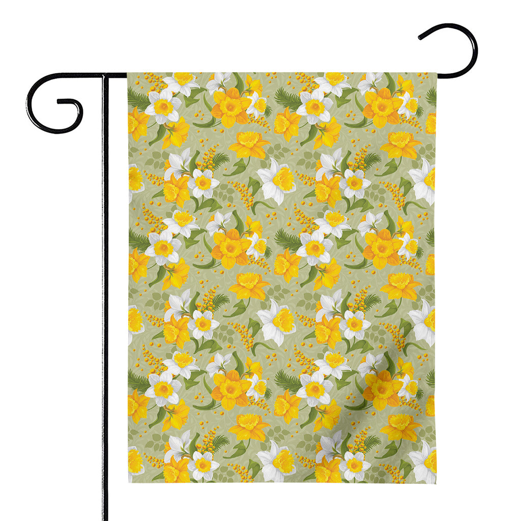Vintage Daffodil Flower Pattern Print House Flag