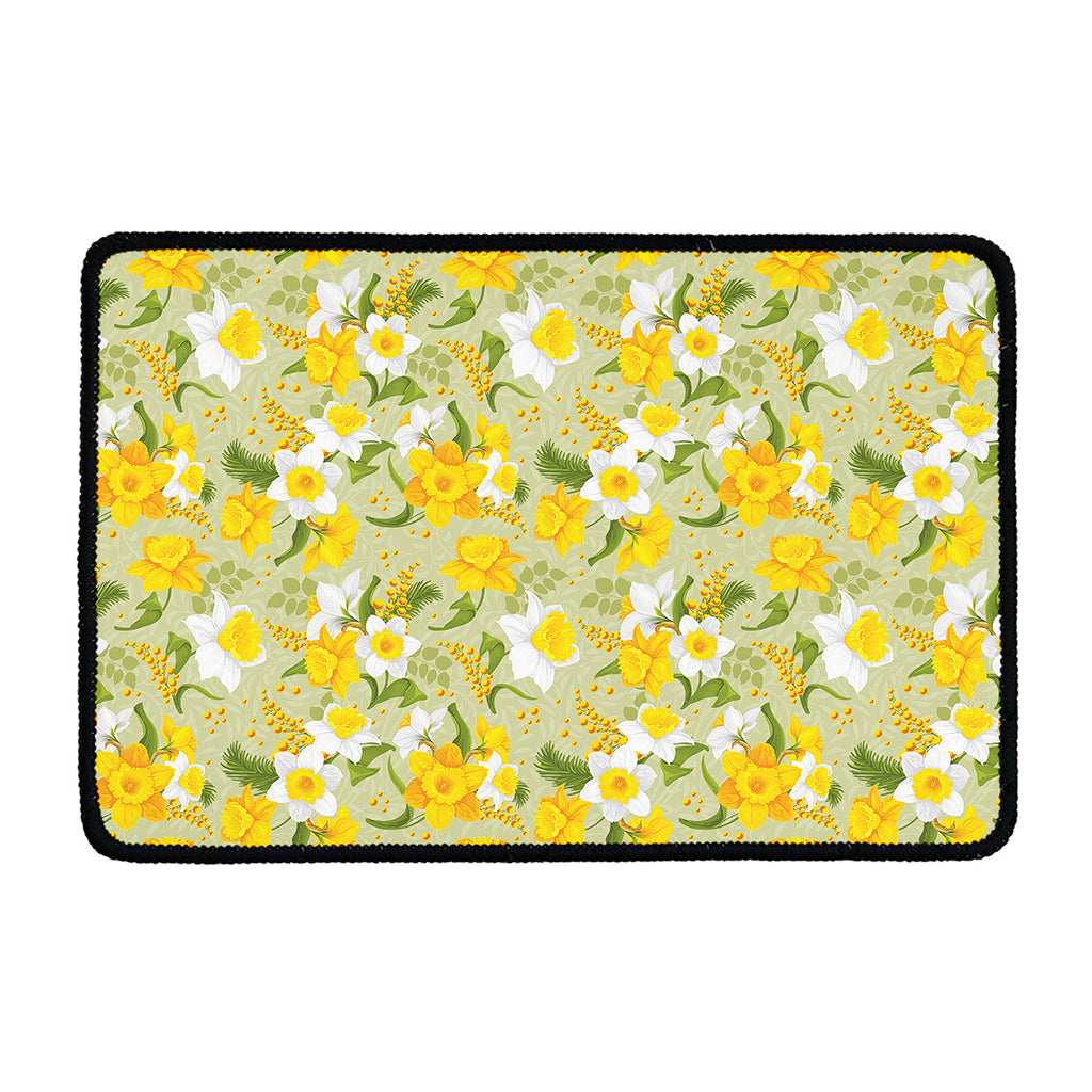 Vintage Daffodil Flower Pattern Print Kitchen Mat