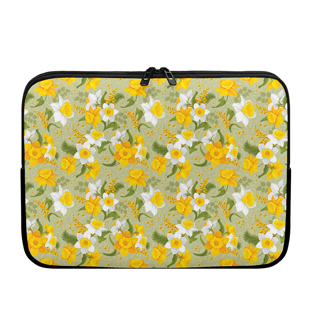 Vintage Daffodil Flower Pattern Print Laptop Sleeve