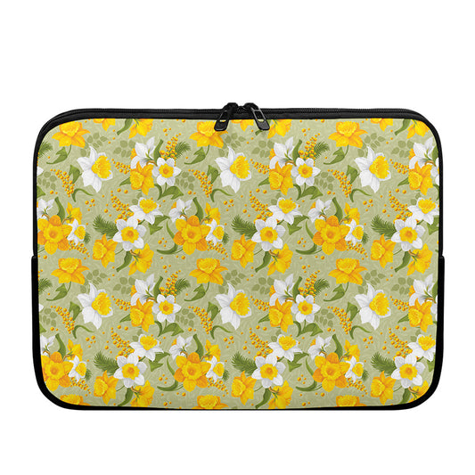 Vintage Daffodil Flower Pattern Print Laptop Sleeve
