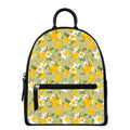 Vintage Daffodil Flower Pattern Print Leather Backpack