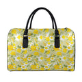 Vintage Daffodil Flower Pattern Print Leather Duffel Bag
