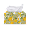 Vintage Daffodil Flower Pattern Print Leather Tissue Box Cover