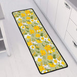 Vintage Daffodil Flower Pattern Print Long Kitchen Mat