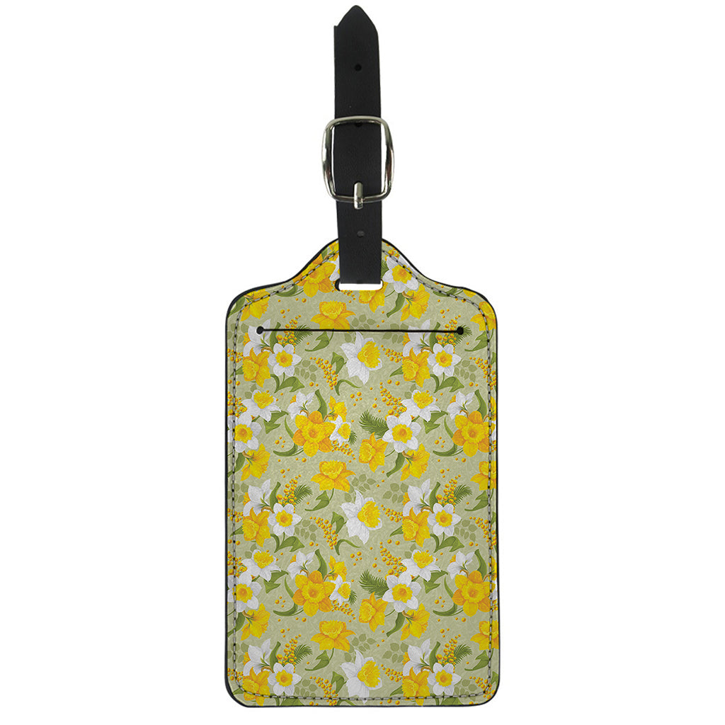 Vintage Daffodil Flower Pattern Print Luggage Tag