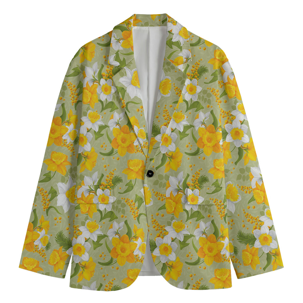 Vintage Daffodil Flower Pattern Print Men's Blazer