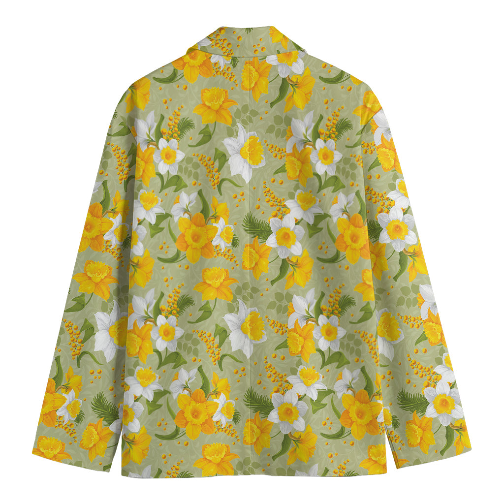 Vintage Daffodil Flower Pattern Print Men's Blazer