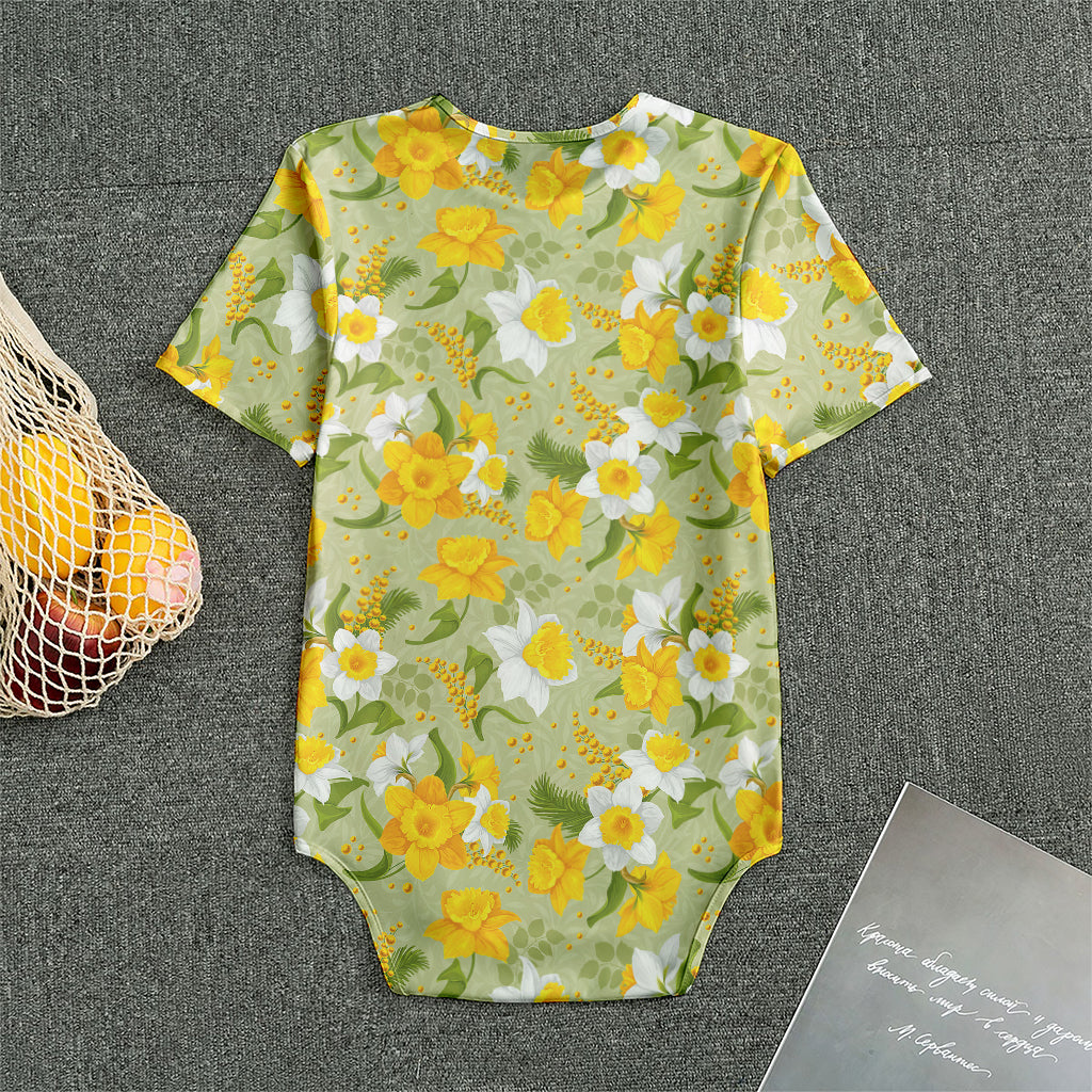 Vintage Daffodil Flower Pattern Print Men's Bodysuit