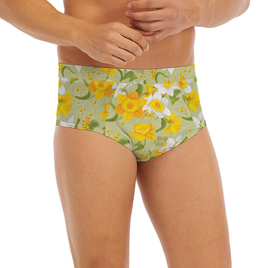 Vintage Daffodil Flower Pattern Print Men's Briefs