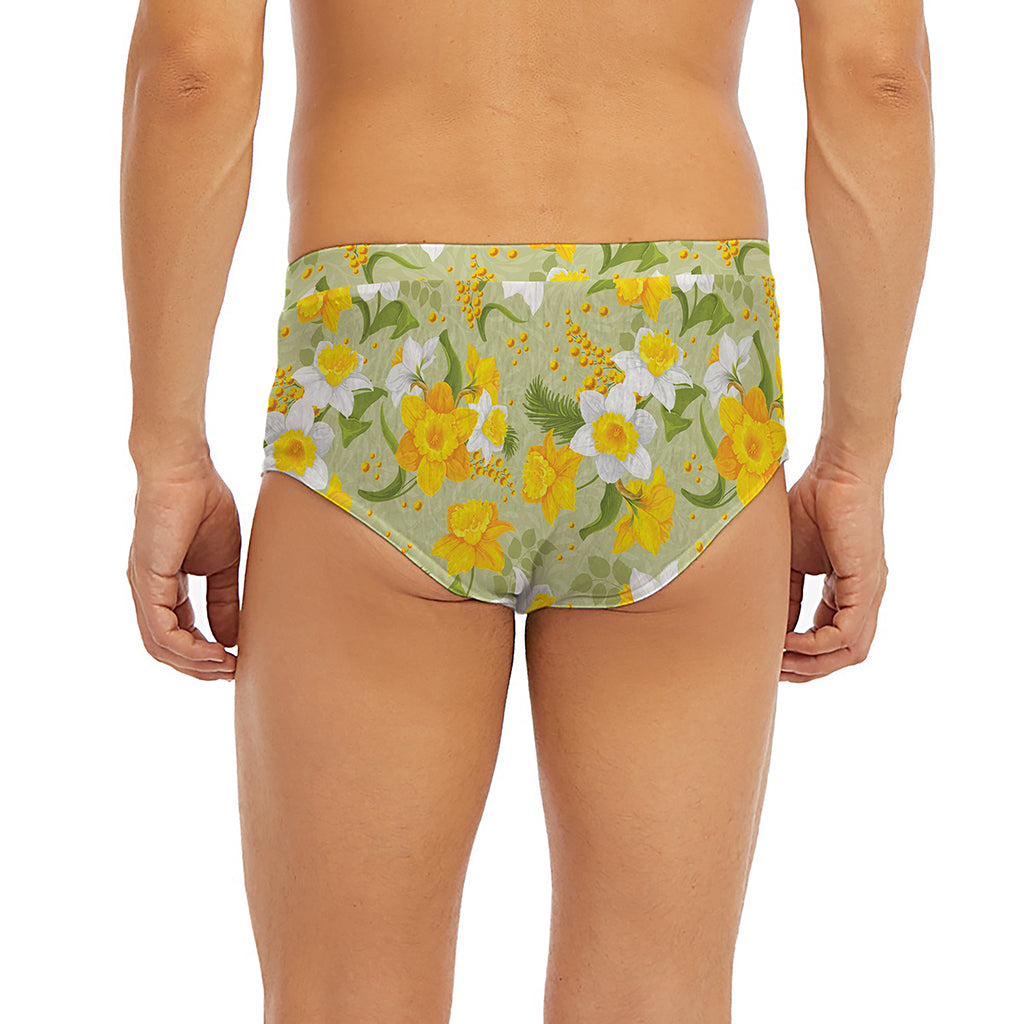 Vintage Daffodil Flower Pattern Print Men's Briefs