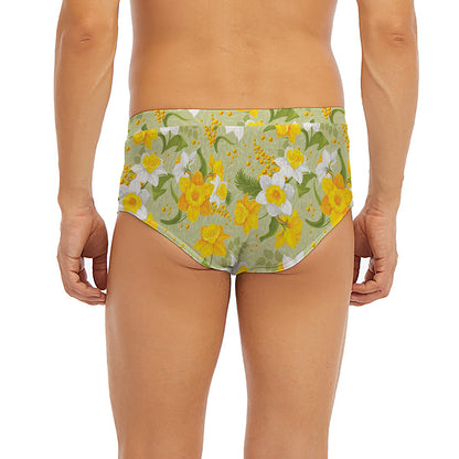 Vintage Daffodil Flower Pattern Print Men's Briefs