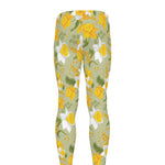Vintage Daffodil Flower Pattern Print Men's leggings
